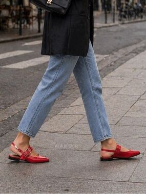 Steve Madden Red Leather Slingback Loafers